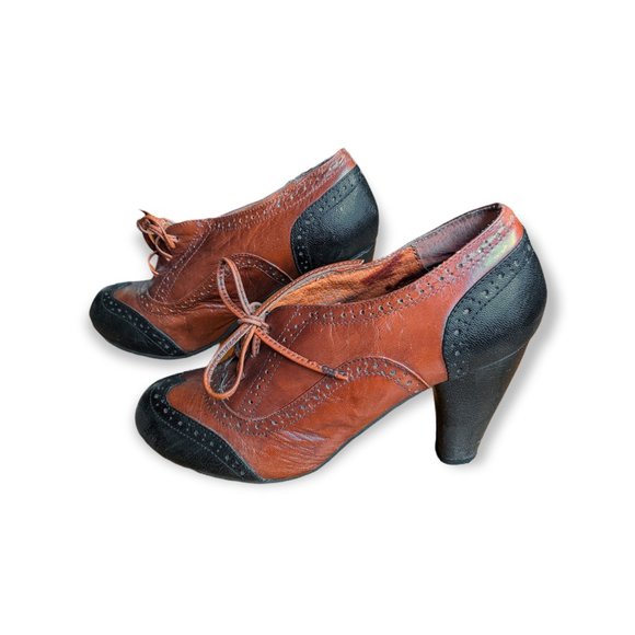 Jeffrey Campbell Handmade Havana Last Lace Up Brown and Black Oxford High Heels - Picture 4 of 8